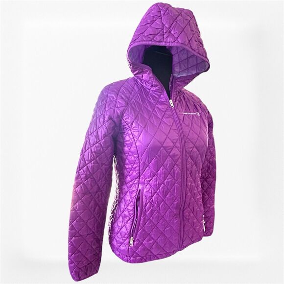 Free Country Quilted Puffer Jacket With Hood Women's Medium Purple Lightweight - Picture 4 of 11